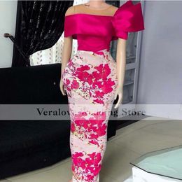 Vestido de noche de sirena africana de Fushia 2021 SCOOP LACE APLIQUES ASO ASO EBI Rata Ceremonie Femme Prom Party Gowns 260Z