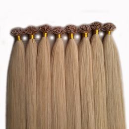Fusion Remy Human Hair Extensions Voorgebonden Italiaanse keratine -nagelpunt Flat Tip 100s/PCS 14 "18" 18 "20" 22 "24" 26 "28"