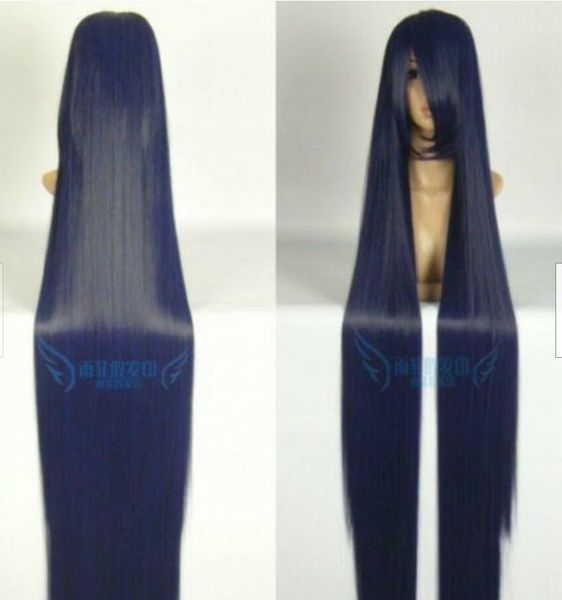 Future Diary Kasuga Dome TSUBAKI Mode Bleu Longue Perruque Cosplay 150 cm