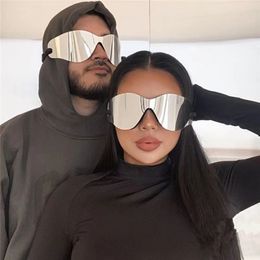 Sens futur de la technologie Lunettes de soleil argentées Kanye mode hip hop accessoires de rue pour hommes et femmes 2425