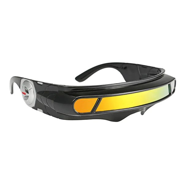 Lunettes de soleil futuristes miroir lentille étroite visière Robot Costume Wrap lunettes