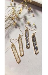 Fuwo boucles d'oreilles en sélénite naturelle en or 24 carats galvanoplastie pierre de sélénite brute lame de cristal boucles d'oreilles pendantes bijoux élégants Er004 Y190503716816
