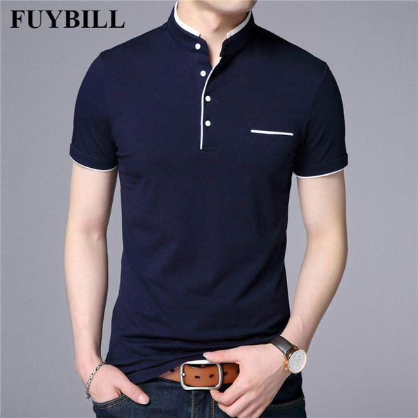 Chemise de tee t-shirt à manches courtes Mandarin Fuybill Hommes 2018 Printemps Été Nouveau Style Top Hommes Marque Vêtements Slim Fit Coton T-shirts