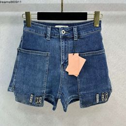 FW Coton Femmes Designer Shorts Jeans avec Lettre Perles de Cristal Haut de Gamme Milan Runway Marque Cowboy Casual Jersey Outwear Mini Denim A-ligne Hotty Hot Pants