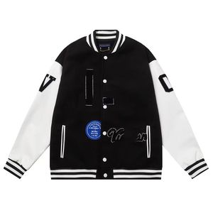 FW Designer Varsity Jacket Baseball Bovenkleding Jas Wol Fleece Massaal Leren Jassen Geborduurd Single Breasted Paren Uniform 1VU6