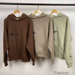 fw Hoodies Taupe bruin mosterdgroen mist dubbele draad ess trui tij merkhoed S168