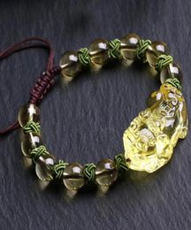 FW001 Animal Zodiac Charmles Bracelets Citrine Pixiu Bracelet Naturel Stone Natural 810 mm Crystal Bracelet Charm