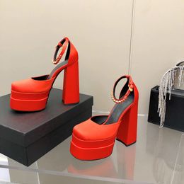 FW22 luxe satin Aevitas 15.5CM sandales à talons hauts pompes chaussures à plateforme sexy V1035