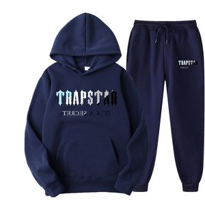FW22 Trapstar Imprimé Streetwear Men Women Tracksuit Fleece Two Pieces Pantalon Sweat à capuche Set Sweatshirts Jogging Mâle