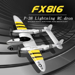 FX816 Guerre mondiale Air II Force P38 RC Airplane 24Hz 4ch Aircraft Wing Wing Outdoor Flight Drone for Kid Toys Birthday Gift 240523