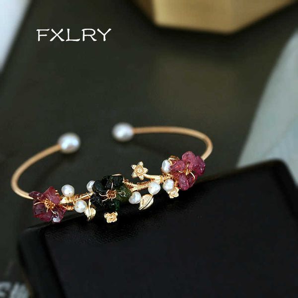 Fxlry nouveau élégant fait à la main mode bracelet de perles naturelles conception originale bracelets d'ouverture réglables pour les femmes bijoux Q0717