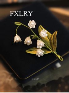 FXLRY ORIGINAL MAINMATED PEARL ÉLÉGANT Lily of the Valley Flowers Brooch Pull Pin pour femmes bijoux 240412