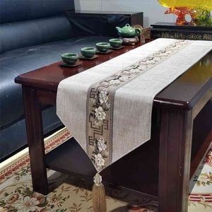 Fyjafon Table Runner Cotton Linnen Khaki S 30 * 300cm Decoratieve bed 30 * 180 Woonkamer EL 210628