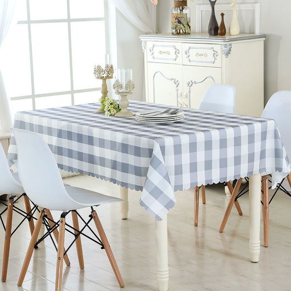 Fyjafon Nappe imperméable Plaid Imprimé Table Décor Tissu Coton / Lin Bleu Vert Couverture De Table 130 * 130/130 * 180/140 * 200 T200707