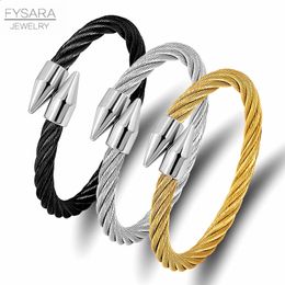 FYSARA Zwart Goud Kleur Pijlen Manchet Armbanden Armbanden Liefde Kabel Draad Sieraden voor Vrouwen Mannen Paar Minnaar Nail Pulseiras 240312
