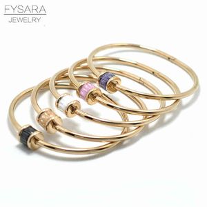 Fysara Boho Jewlery Natuursteen Ronde Kleurrijke Oostenrijkse Crystal Bangle Armband voor Dames Minnaar Schroef Indische Sieraden