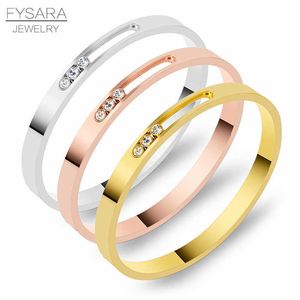 Fysara, pulsera de acero inoxidable para mujer, brazalete dorado con diamantes de imitación de cristal, pulsera deslizante de lujo para fiesta de boda, joyería personalizada Q0719