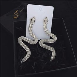 FYUAN Oversize Snake Shape Crystal Drop Oorbellen voor Vrouwen Bijoux T Show Statement Sieraden 240305