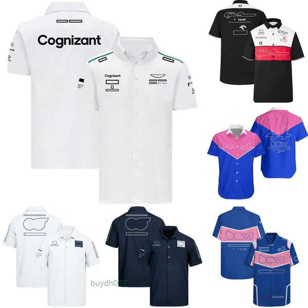 Fzln Polos para Hombre Camisa con Botones F1 Equipo de Fórmula 1 Polos para Hombre Camisa de Solapa Informal Transpirable de Verano para Hombre Camiseta Deportiva para Hombre Personalizable