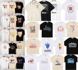 G ALLERIE D EPT Hommes Femmes Designer RHUDE T-shirts Imprimé Mode homme T-shirt Coton T-shirts Occasionnels À Manches Courtes De Luxe Hip Hop Streetwear T-Shirts TAILLE S-XL Q1 P19J