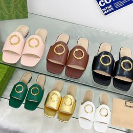 G Blondie Slides Pantoffels Sandalen muilezel Platte hakken Vierkante open teen flattie dames Luxe ontwerpers Lam Echt lederen buitenzool koud Casual schoenen Factory Footwear