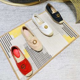 Espadrilles à boucle G Espadrilles en cuir de veau pour femmes 2024 mocassins de printemps Blanc noir rouge PP paille semelle mules Designer Mocassins Robe de mode Chaussures Jacquard Chaussure de pêcheur