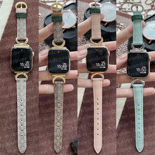 G Designer Apple Watch Band Bracelet de montre pour Apple Watch Series 8 3 4 5 6 7 Or 38 mm 42 mm 44 mm 49 mm Bandes iWatch Cuir Gaufrage 3D Concave Motif Brassard ap Bracelets de montre