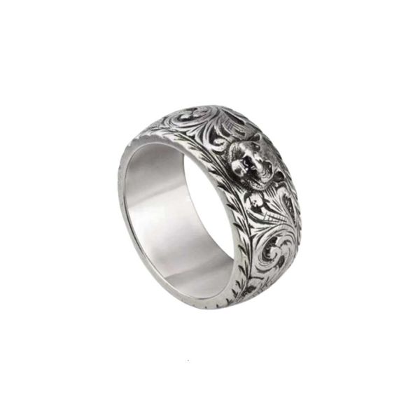 G Anillo de diseñador Mujeres de calidad superior con anillos de caja Nuevo anillo retro para mujeres y hombres Regalo Esmeralda Cabeza de tigre Anillo con letras Joyería de fiesta de lujo