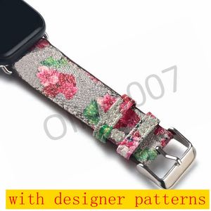 G Designer Strap Horlogebanden 42mm 38mm 40mm 44mm Iwatch 2 3 4 5 Bands Lederen Bee Snake Flower Bracelet Fashion Stripes O007