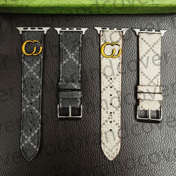G Designer Watch Band Smart Straps pour Apple Watch Band Ultra 38mm 44mm 45mm iWatch Band Series 8 9 4 5 6 7 Bracelet en cuir Bracelet en métal lettre ap bracelet de montre