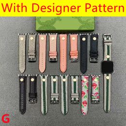 G Designer Watch Bands voor Apple Watch Band 8 7 6 4 3 -serie IWatch 41mm 45 mm 44 mm 49 mm Riem Gouden Rivet Strap Print Letter Patroon Bracelet Watchbands