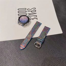 G Designers Correa de reloj marrón L con flores para Samsung, repuesto de relojes inteligentes de cuero de 20mm y 22mm con conector adaptador