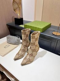 G Fall guxci gussie Boots Topquality Ankle Cowhide Classic with Zipper Heels Tweed Suede Fashion Snow Boot Retro Chelsea Knight Knee Booties Quilted Texture Metal Sh