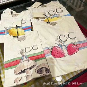 G Family's Peter Rabbit Co merk konijn fruit print korte mouwen casual mode ronde hals unisex trendy T-shirt