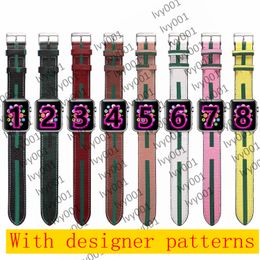 Bracelet de montre G fashion pour Apple Watch Band 41mm 45mm 42mm 38mm 40mm 44mm iwatch 1 2 34 5 6 7 bandes Bracelet en cuir Fashion Stripes ivy001