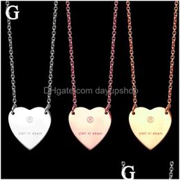 G Collier coeur en or femme en acier inoxydable Couple Rose chaîne pendentif bijoux sur le cou cadeau pour petite amie accessoires en gros goutte De