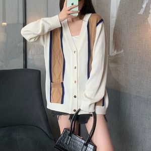 G New Gussie Top-Quality Guuui Guxci Womens College Style Cardigan Womens Tops Tees Automne Fashion Couleur Blocking Hollow Cardigan