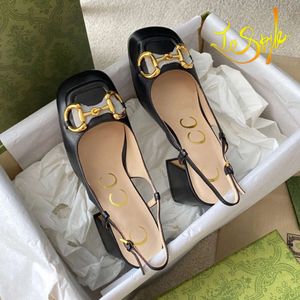 Designer sandalen met gesp G Damesschoenen Zwart Slingbacks Pomp met middelhoge hak Dikke enkelband Dameskleding Schoenen Casual stijl Italië gemaakt Maat EUR 34-42