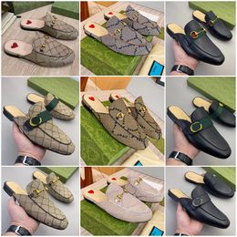G Slippers Designer glisse Guxci Gussie Lazy Princetowns Loafers Mules Classic Women Flat Authentic Cowhide Metal Metal Buckle Lady Le cuir pile