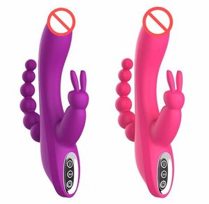 Vibromasseur lapin gode point G pour femmes vibrateurs anaux rechargeables 3-en-1 stimulateur de Clitoris masseur vaginal Masturbation féminine jouets sexuels