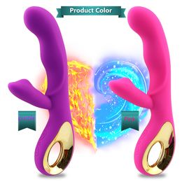 Vibromasseur lapin point G, Stimulation du clitoris et du mamelon avec 10 vibrations puissantes, godes à double moteur, jouets sexy pour adultes pour femmes, amusant en Couple