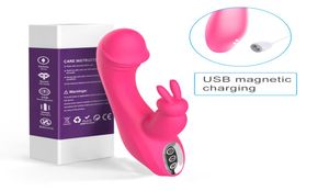 G vibrateur spot lapin de lapin rechargeable Dildo imperméable Vibe double stimulateur de clitoris moteur avec 12 modes de vibration Toys sexuels pour le couple y3879277