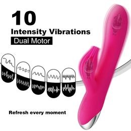 Vibromasseur point G puissant gode lapin vibrateur pour femmes Massage de Stimulation du Clitoris jouets sexuels pour adultes Rechargeable par USB
