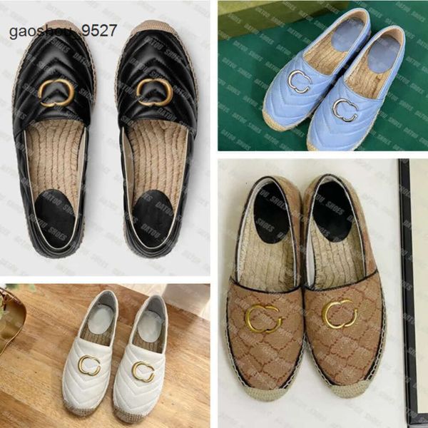 G Printemps Été Paille Pêcheur Chaussures Designer En Cuir Femmes Chaussures Décontractées Tissé Fisher Sandales Slip-On Baskets De Luxe Paille Gglies Toile Chaussure ggslies E9X5