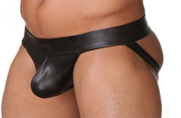 G string Meihuida Sexy Man039S tongs Faux cuir Jockstrap sous-vêtements érotique Pes paire jeu de sexe Suit5327922