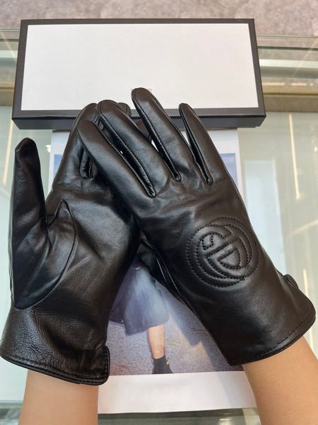 G gants d'hiver en peau de mouton pour la chaleur extérieure, gants de cyclisme en cuir en peluche à la mode pour écran tactile