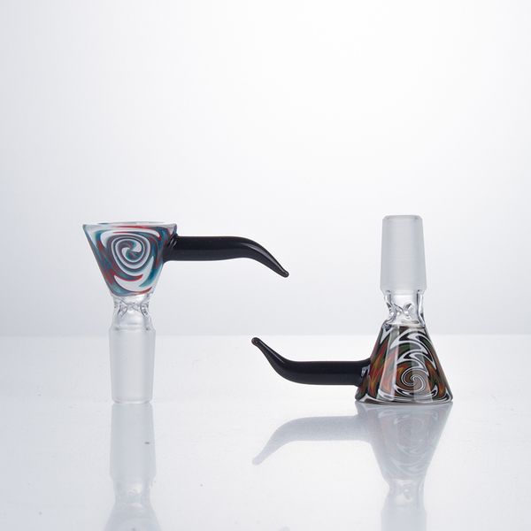 G008 Smoking Pipe en tête de couleur en verre bol en verre 14 mm 18 mm mâle Bubbler Bong Bols en verre perc-flake à neige