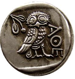G02 Zeldzame oude munt Ancient Athene Grieks Silver Drachm Atena Griekenland Owl Drac Brass Craft Craft ornamenten Replica Coins5023878