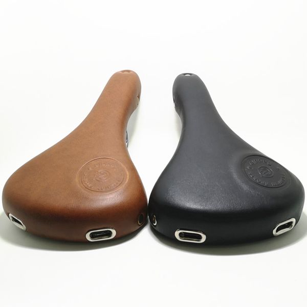 G09 Cycling Saddle Mountain Road Bike Vintage Retro Bicycle Brown PU Leather Spring Cushion