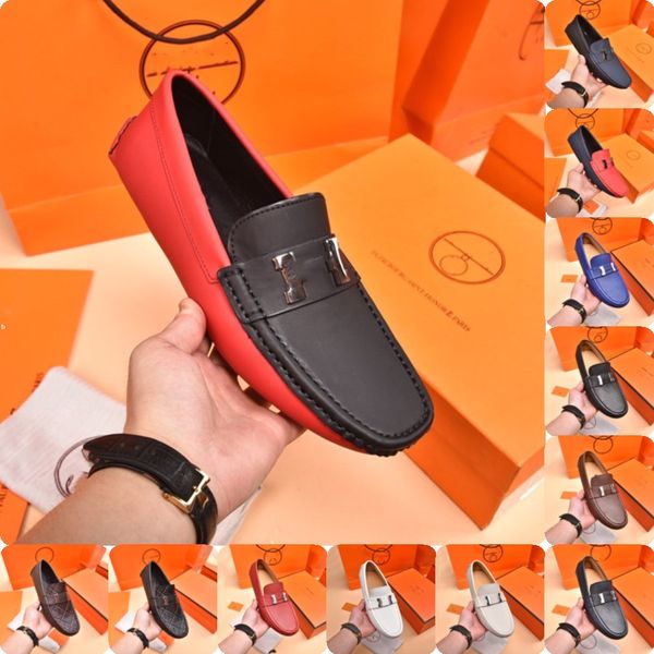 Diseñador de cuero clásico Hombres Mocasines Zapatos Transpirables Zapatos de vestir para hombres Zapatos planos para hombres de alta calidad Mocasín lujoso Conducir Oxford Zapato A2